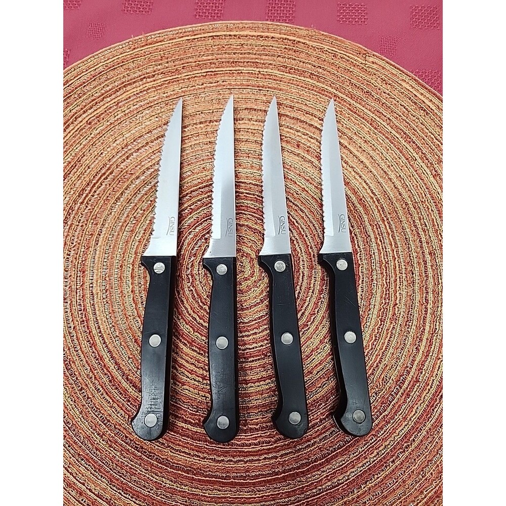 Vintage Ginsu Steak Knives Set Of 4 Serated Always Sharp As Seen On TV